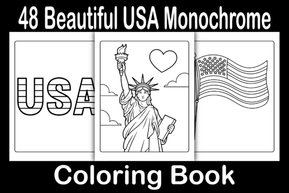 Beautiful USA Monochrome Coloring Book