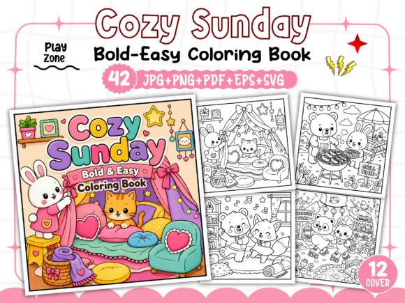Bold and Easy Cozy Sunday Coloring Book