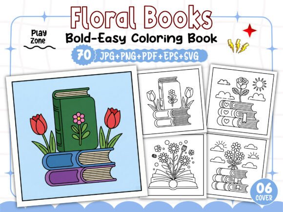 Bold and Easy Floral Books Coloring Book