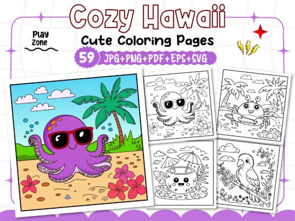 Bold Easy Cozy Hawaii Cute Coloring Book: A Unique Creative Resource for Adults