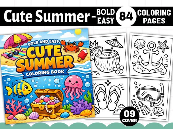 Bold Easy Cute Summer Coloring Pages