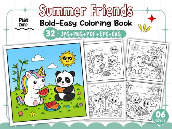 Bold Easy Summer Friends Coloring Book