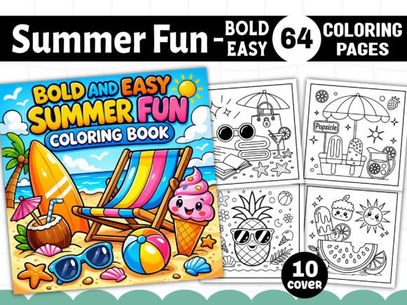 Bold Easy Summer Fun Coloring Book Kids