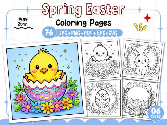Easter Spring Coloring Pages for Adults