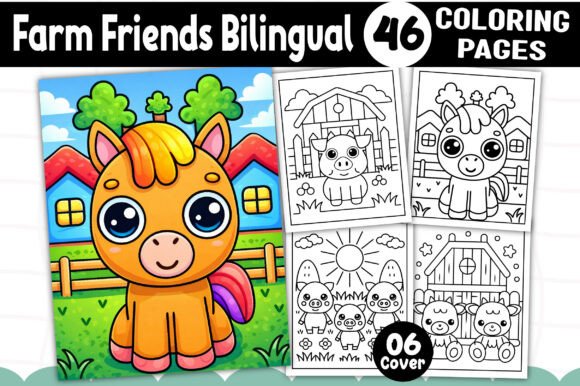 Farm Friends Bilingual Coloring Pages