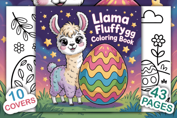 Llama Fluffy Egg Coloring Book