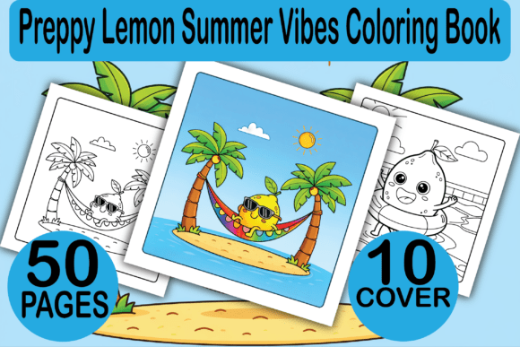Preppy Lemon Summer Vibes Coloring Book