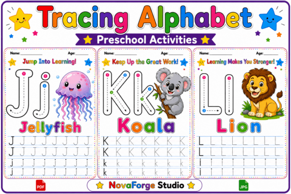 Preschool Alphabet J-K-L Worksheets