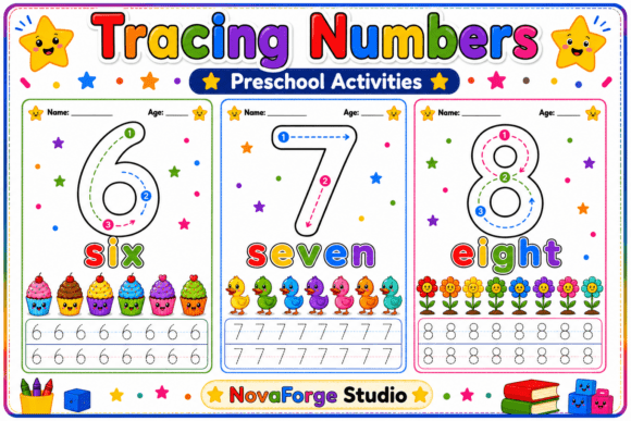 Preschool Numbers 6-7-8 Worksheets