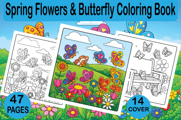 Spring Flowers Butterfly Coloring Book