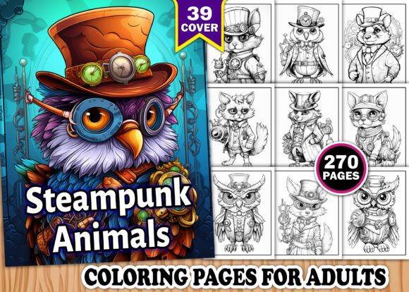Steampunk Animals Coloring Book Pages