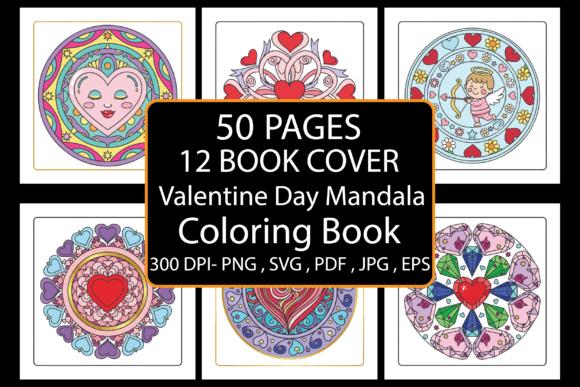Valentine Day Mandala Coloring Book